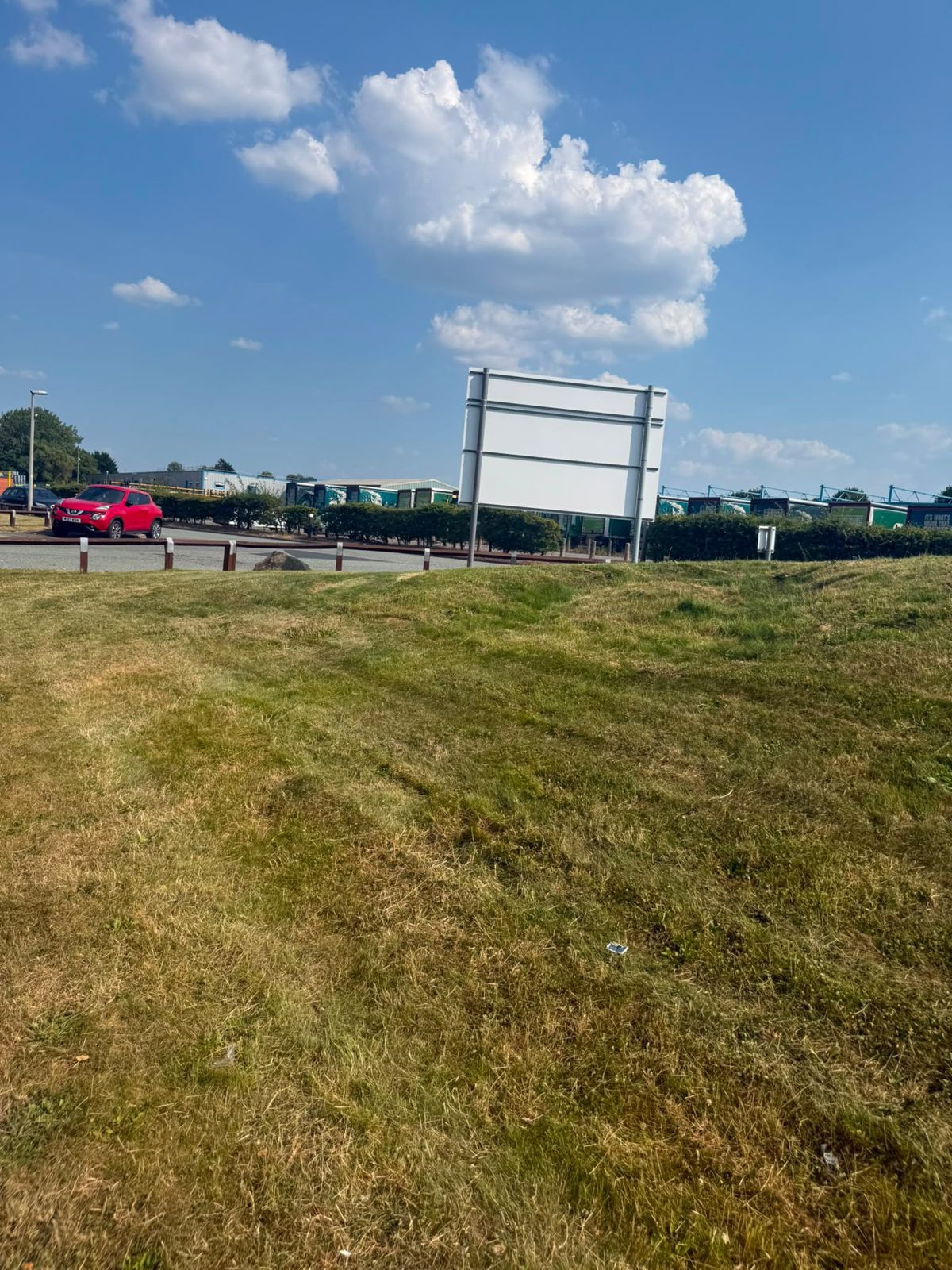 Mown open grass area at a business park