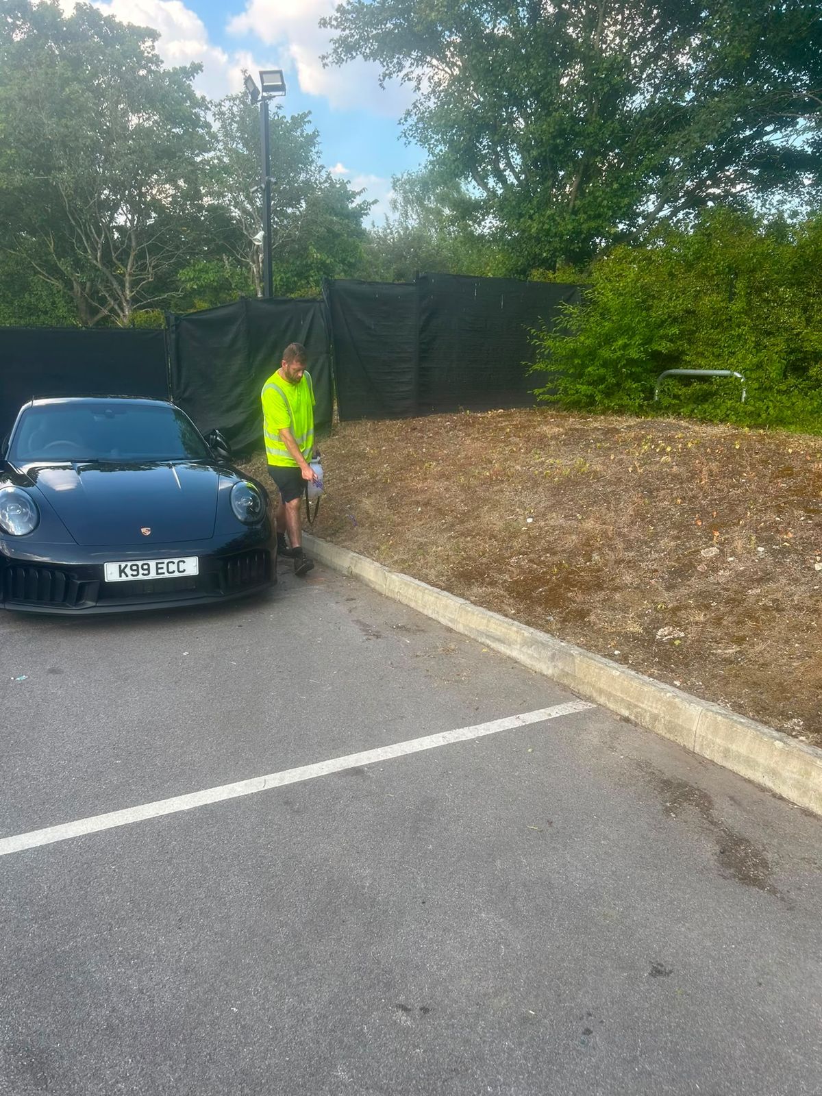 Cleared bed and hedge work at a car park, with our team on site